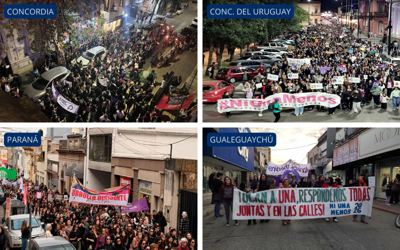 Manifestantes marchan por Ni Una Menos Entre Ríos