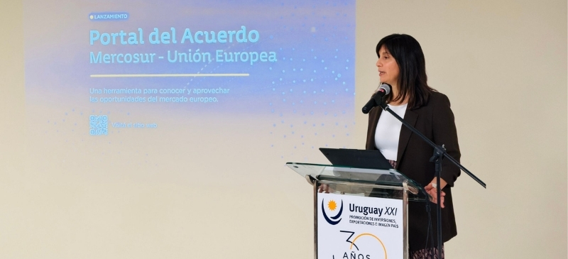 Interfaz web del nuevo portal del acuerdo mercosur-union europea presentado por Uruguay XXI.