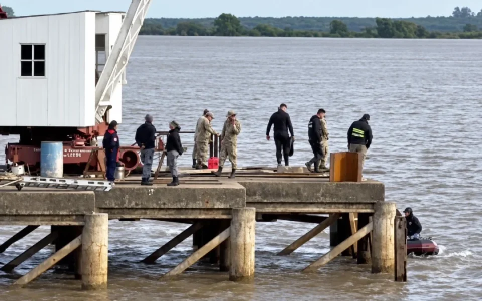 Operativo de búsqueda tras la tragedia en el río Uruguay en las inmediaciones de Fray Bentos.